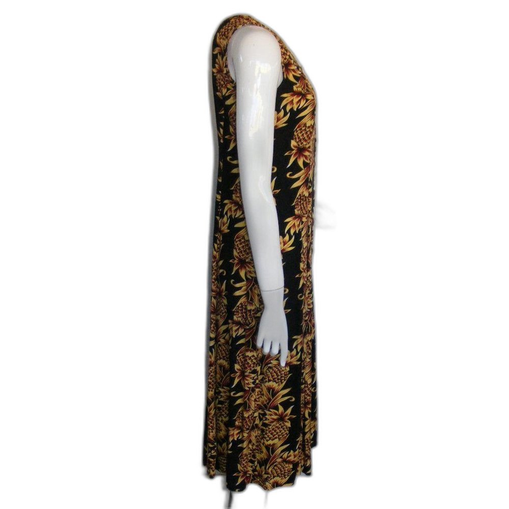 PINEAPPLE MOON Midi Dress, 2, Pineapple print, Sleeveless, Sheath, Black/Yellow - Picture 7 of 13